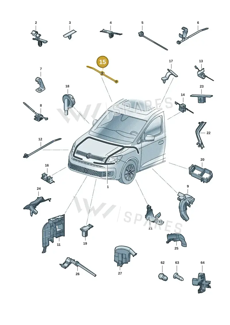 N90666101 — Volkswagen Caddy Maxi Kombi (2020-2024) diagram 2ka971081, position 15