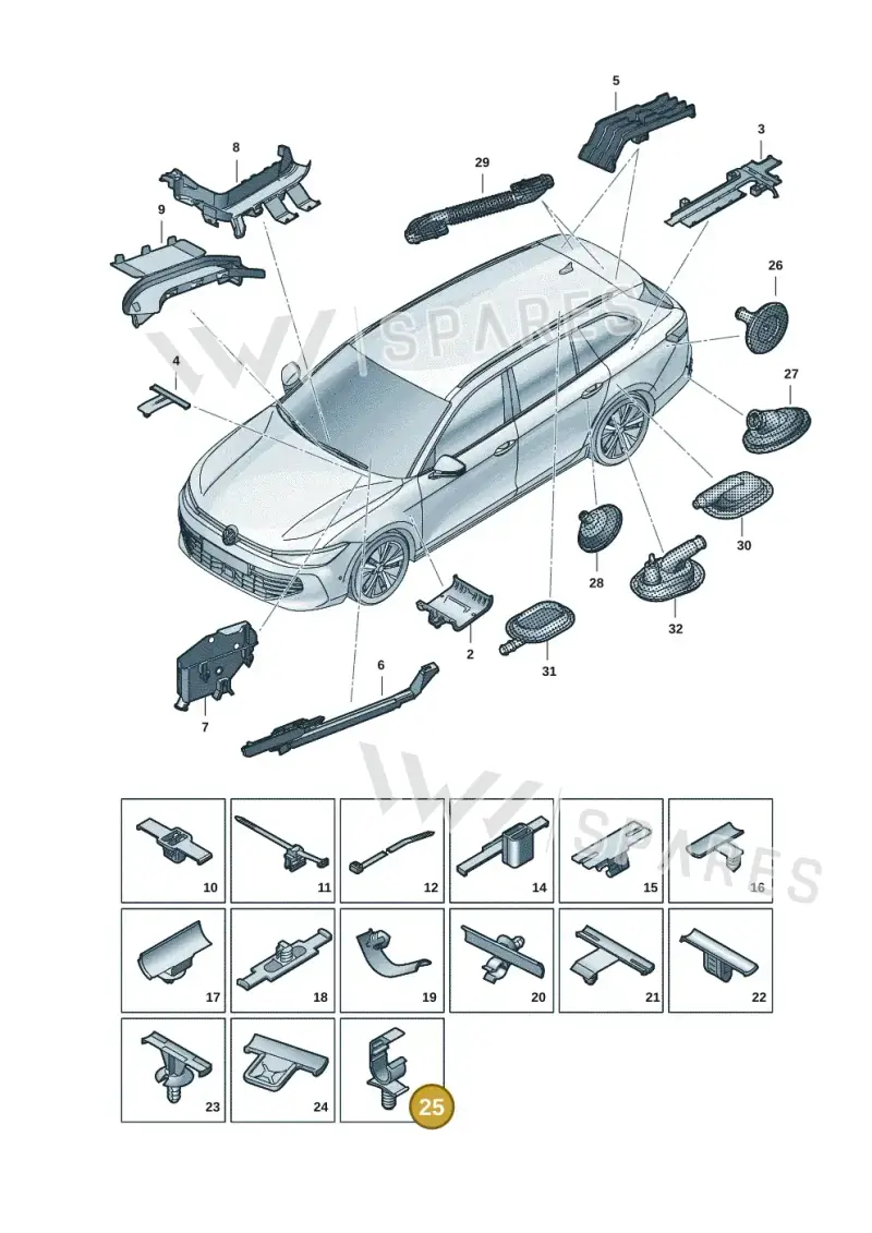 N90696901 — Volkswagen Passat estate (2023-) diagram 3j0972001, position 25