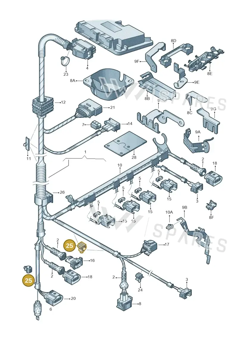 N90698001 — Volkswagen Golf estate (2009-2013) diagram 203971020, position 25