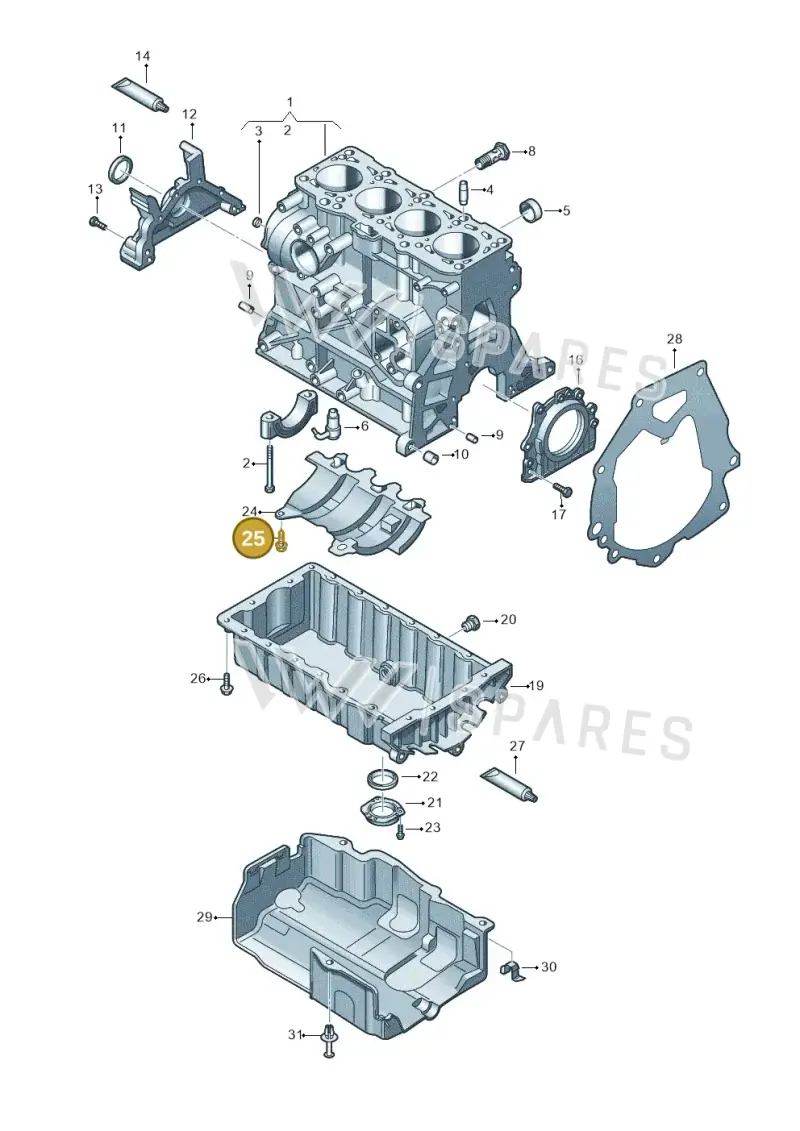 N90704006 — Volkswagen Jetta (2014-2017) diagram 634103250, position 25