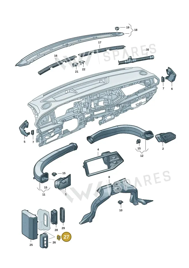 N90715001 — Volkswagen Single-cab transp. (2019-2024) diagram 7fp819300, position 27