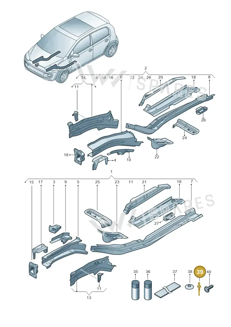 N90716103 — Volkswagen E-up! (2016-2023) diagram 772803300, position 39