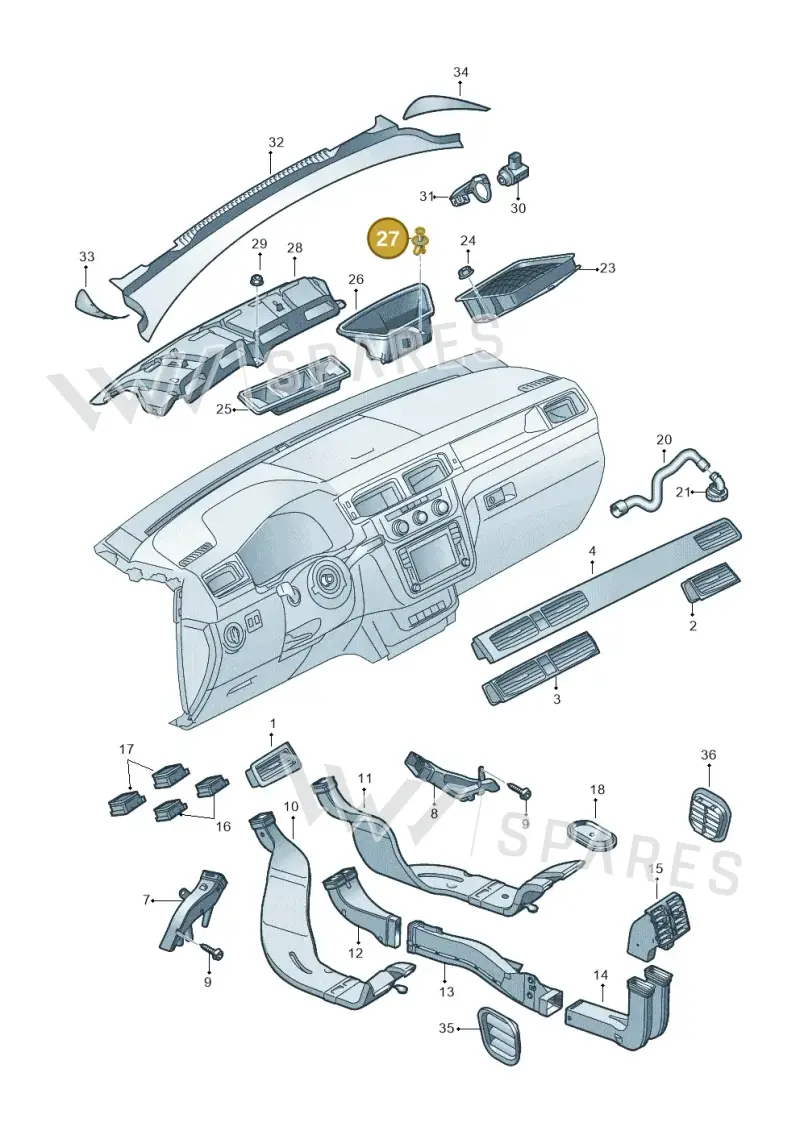 N90729003 — Volkswagen Caddy kombi (2015-2020) diagram 866819300, position 27