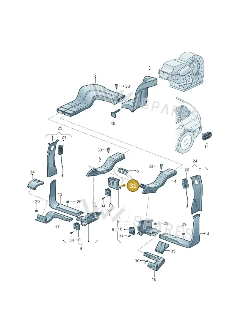 N90735701 — Volkswagen Touareg BlueMotion (2014-2018) diagram 693820150, position 31