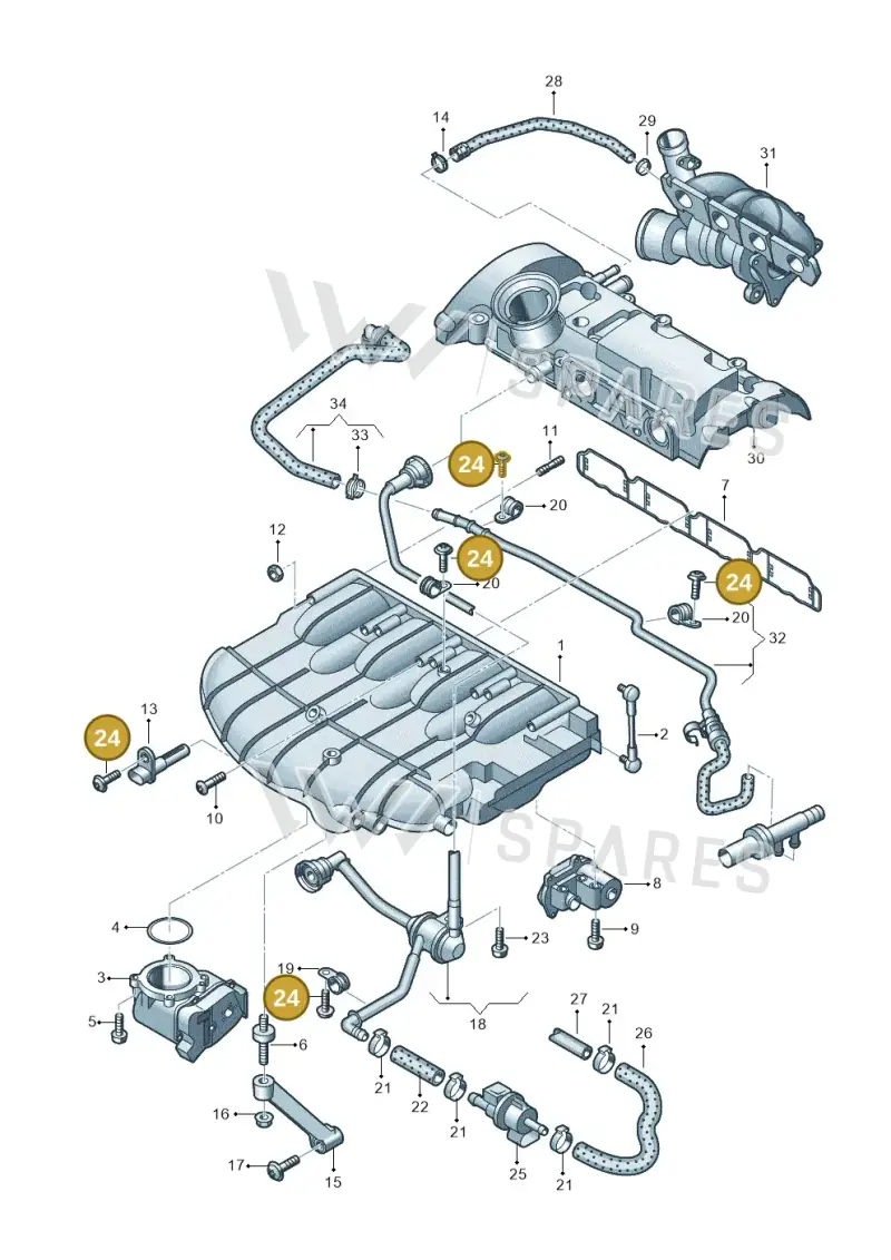 N90735802 — Volkswagen Scirocco 2.0 (2008-2014) diagram 460133350, position 24