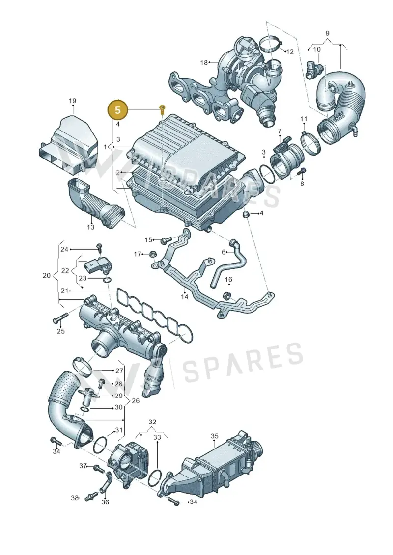 N90739703 — Volkswagen Polo 1.4 BlueMotion (2014-2017) diagram 773129000, position 5