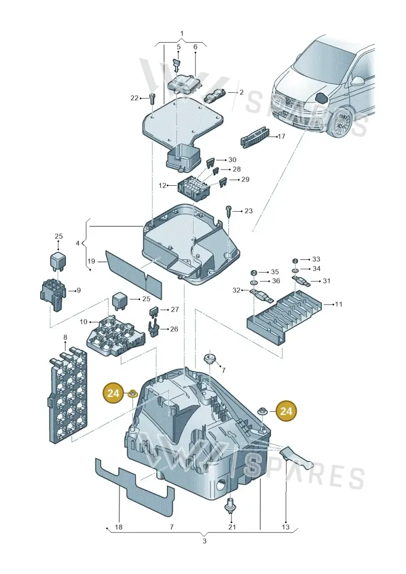 N90782501 — Volkswagen Caravelle (2015-2019) diagram 861937100, position 24