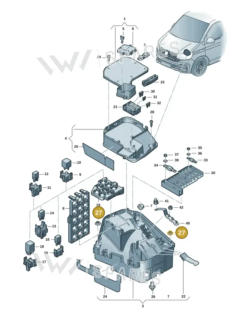 N90782501 — Volkswagen Transport. multivan (2019-2024) diagram 7ep937020, position 27