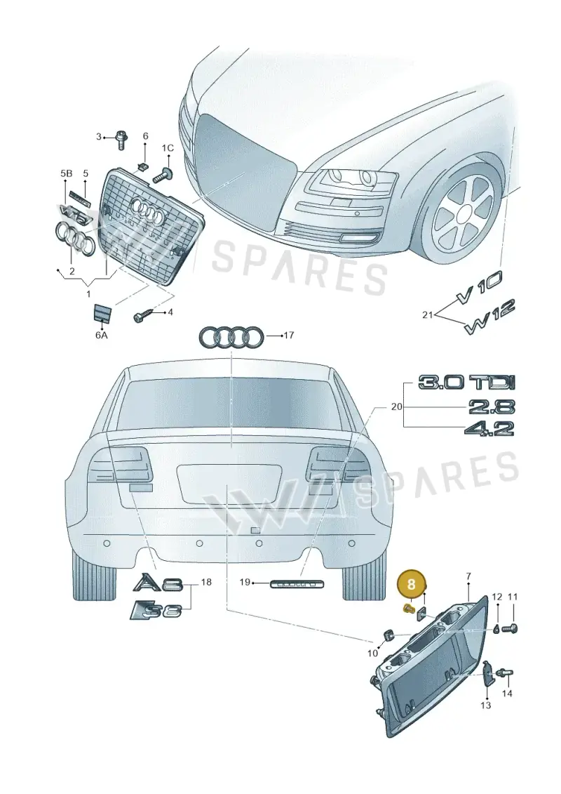 N90816402 — Audi A8/S8/qu. lang    08> (2007-) diagram 635853300, position 8