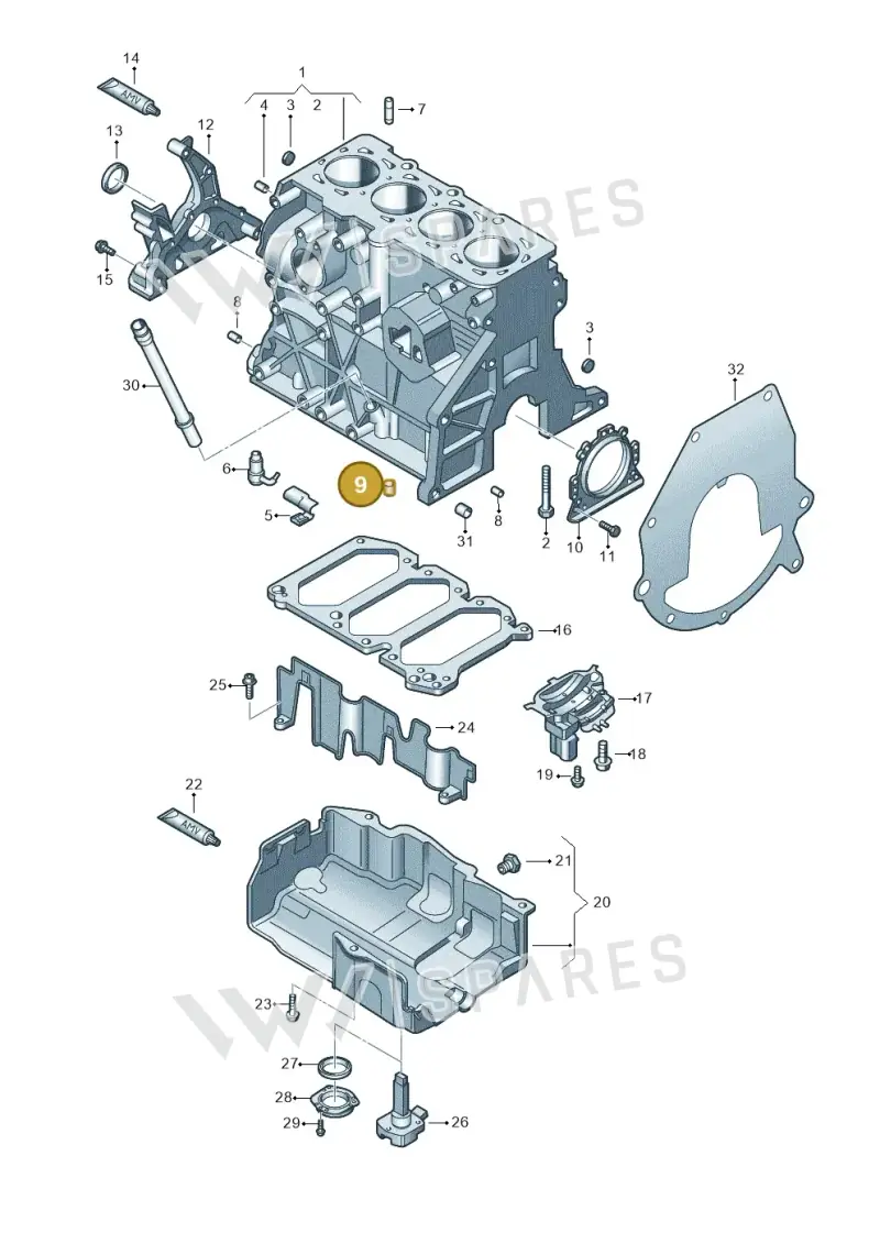 N90820801 — Volkswagen Scirocco 2.0 (2014-2017) diagram 649103160, position 9