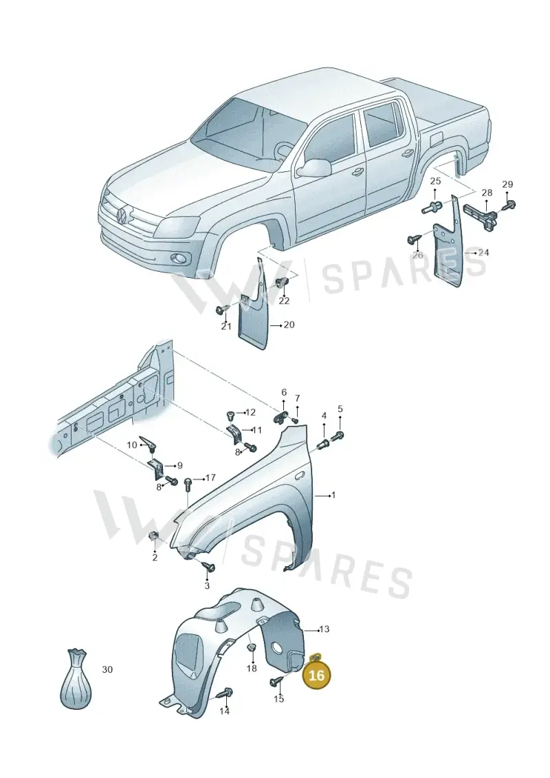 N90833801 — Volkswagen Amarok twin cab (2022-) diagram 894821000, position 16