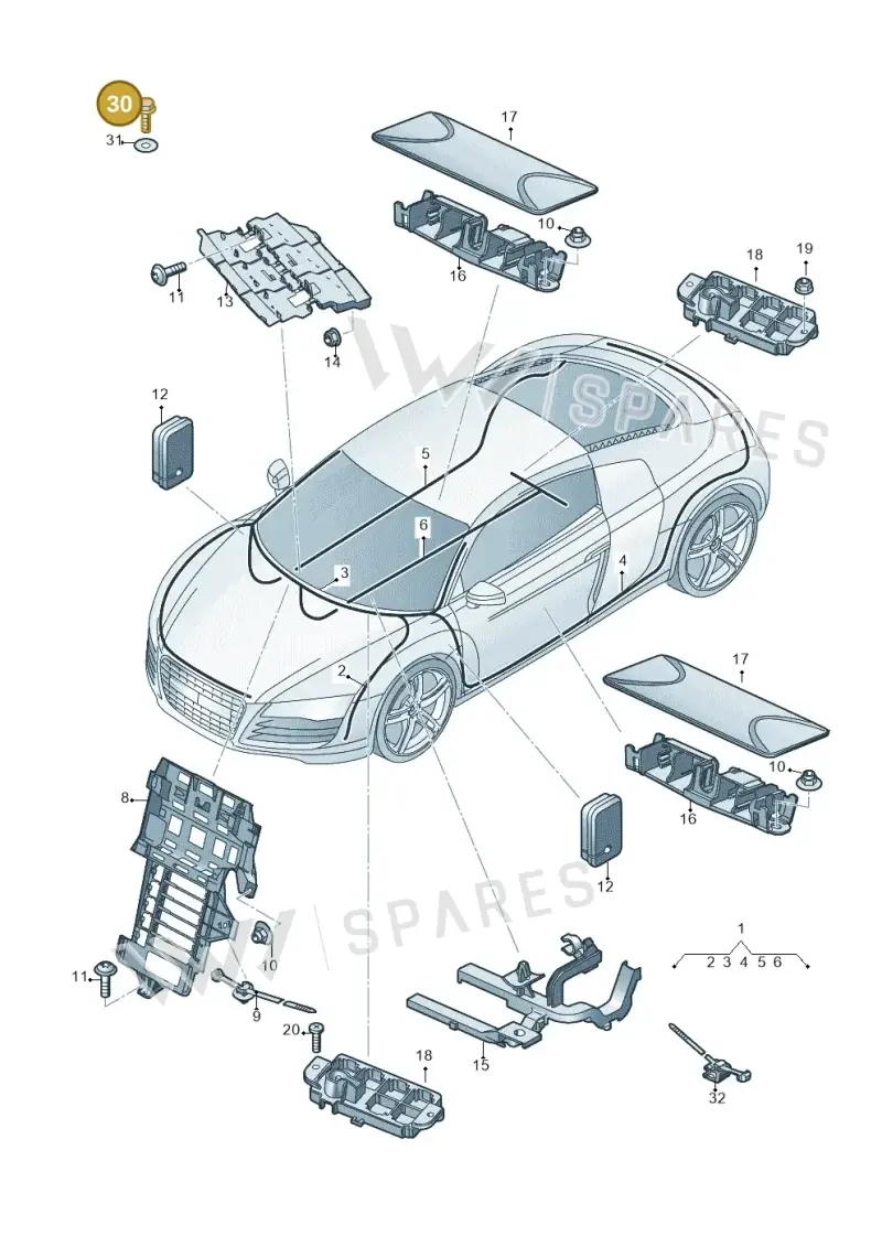 N90847903 — Audi R8 qu. 5.2 (2012-2015) diagram 618971800, position 30