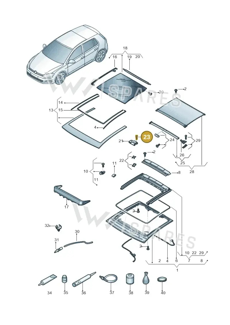 N90884801 — Volkswagen Golf 1.4 BlueMotion (2014-2017) diagram 781877010, position 23