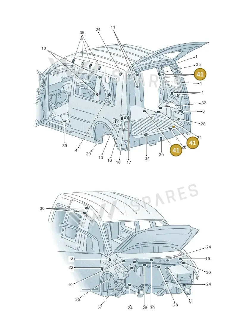 N90889901 — Volkswagen Caddy kombi (2015-2020) diagram 443803360, position 41