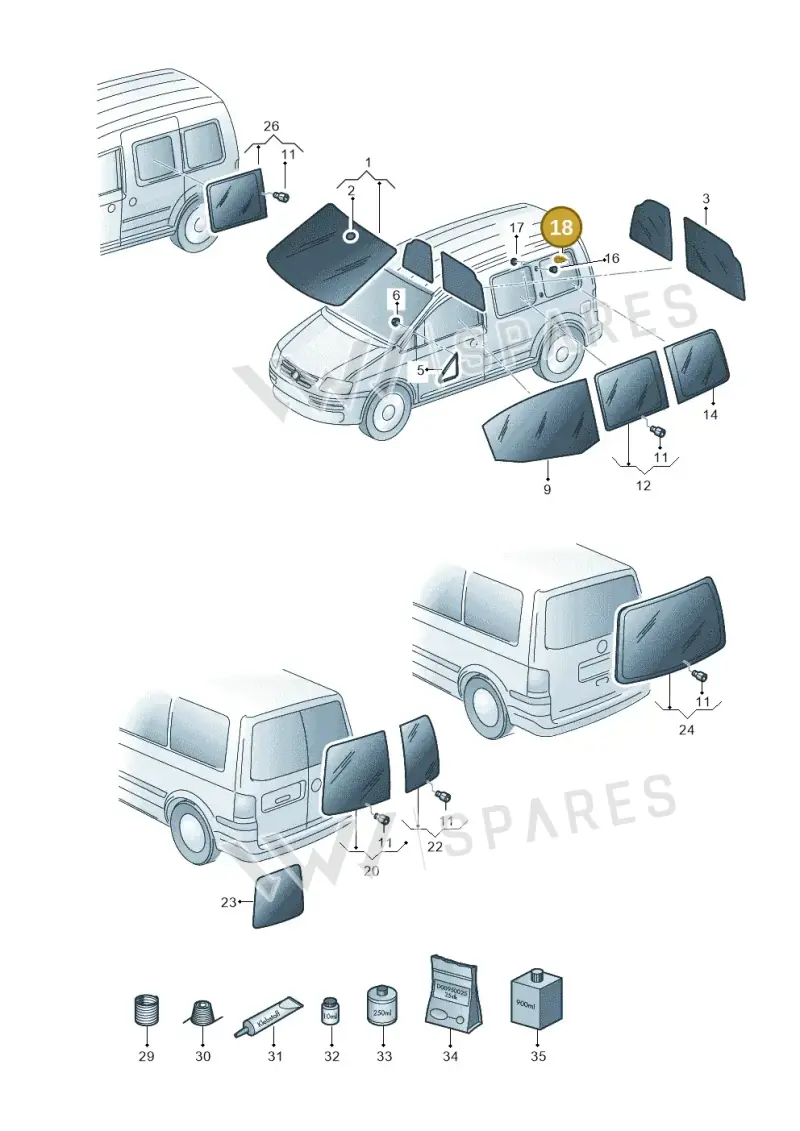 N90889901 — Volkswagen CADDY (2004-) diagram 443845000, position 18