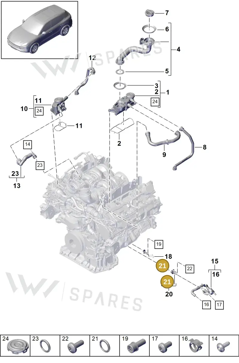 N90925002 — Porsche Cayenne (2017-2023) diagram p51106030, position 21