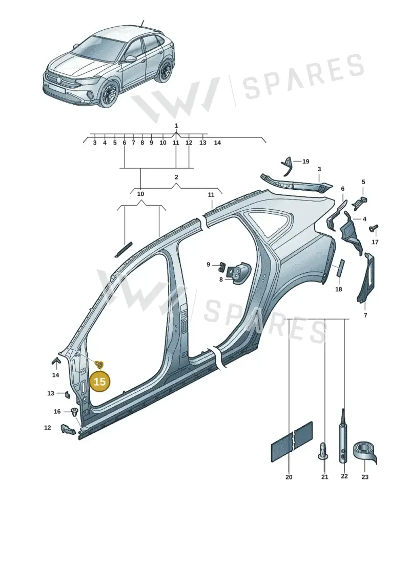 N90935003 — Volkswagen Taigo (2021-2024) diagram 2f0809100, position 15