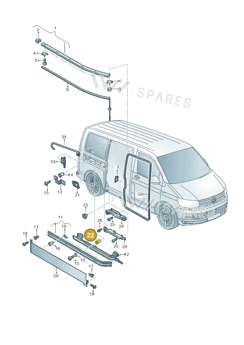N90935003 — Volkswagen Transport. multivan (2019-2024) diagram 861843500, position 22