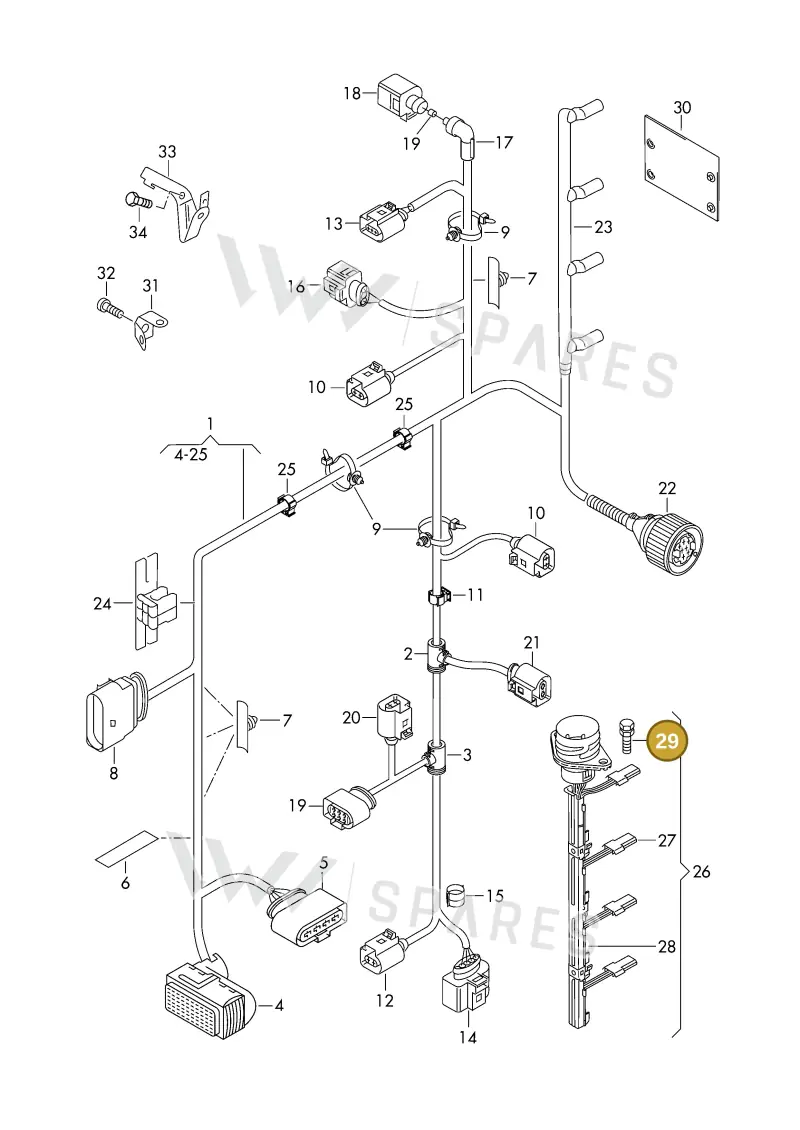 N90946402 — Volkswagen DIES.-IND.-MOT.1,9>2,0 (1990-2007) diagram 425971100, position 29