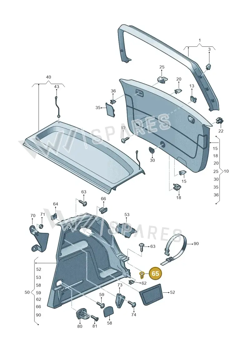 N90949801 — Volkswagen Golf Plus (2011-2014) diagram 459867800, position 65