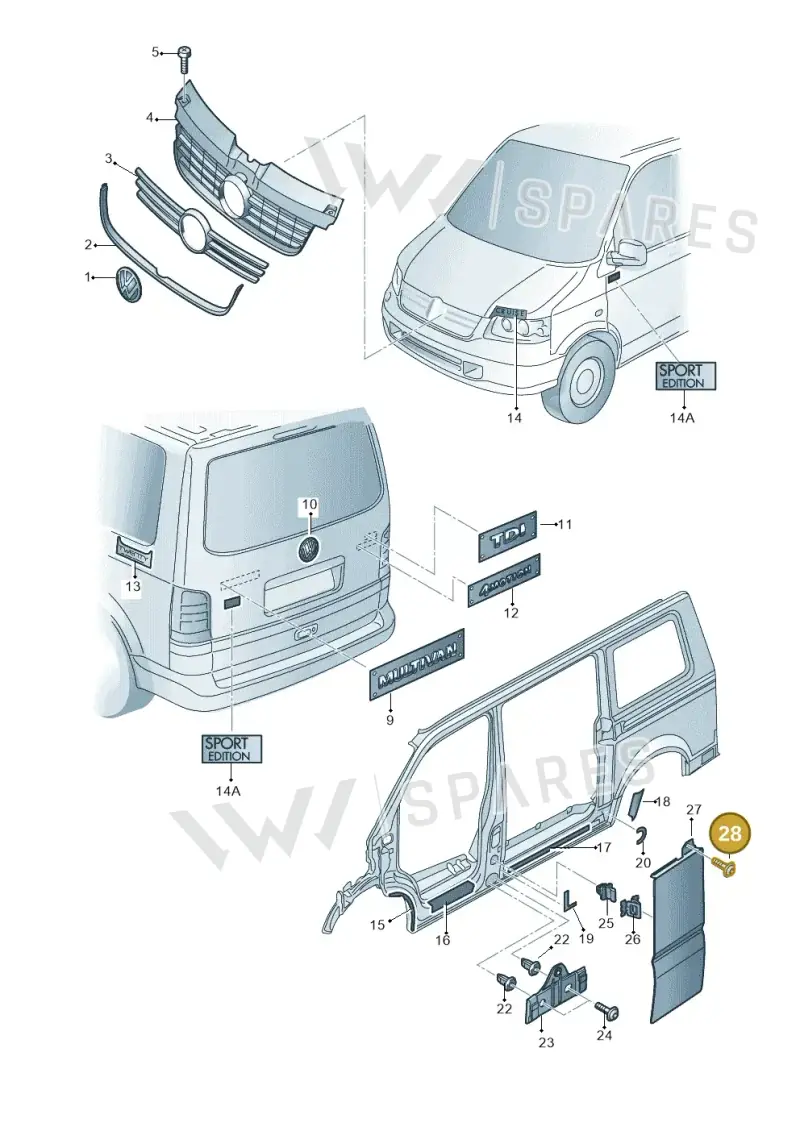 N90960703 — Volkswagen Transp. caravelle (2008-2009) diagram 410853000, position 28