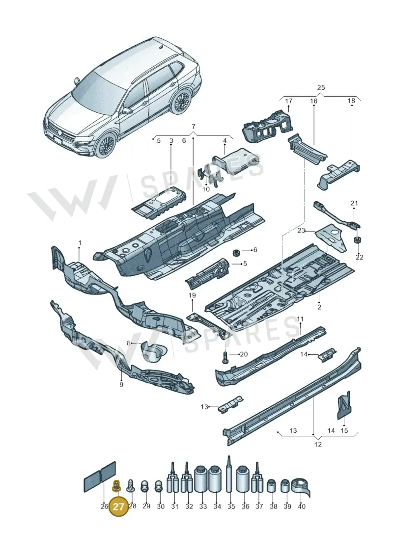 N90965502 — Volkswagen Tiguan 2.0 4Motion (2017-2024) diagram 833803010, position 27
