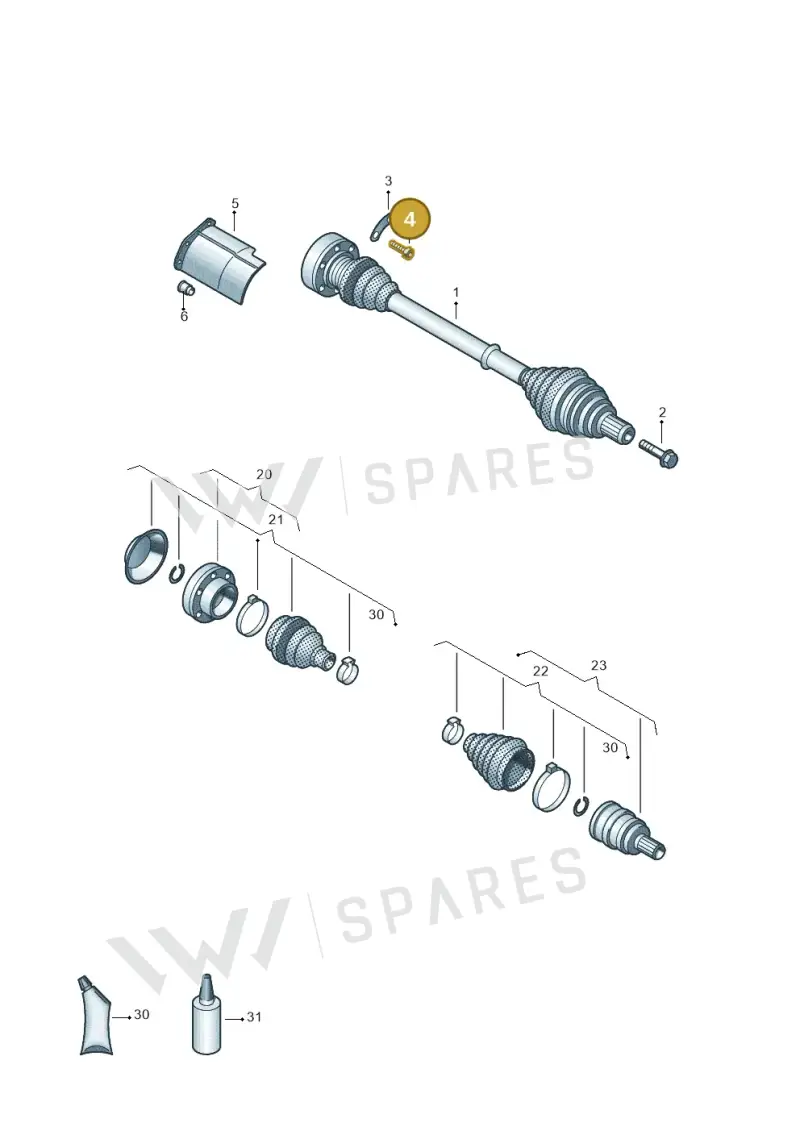 N90991102 — Volkswagen Caddy Maxi Kombi (2020-2024) diagram 884407300, position 4