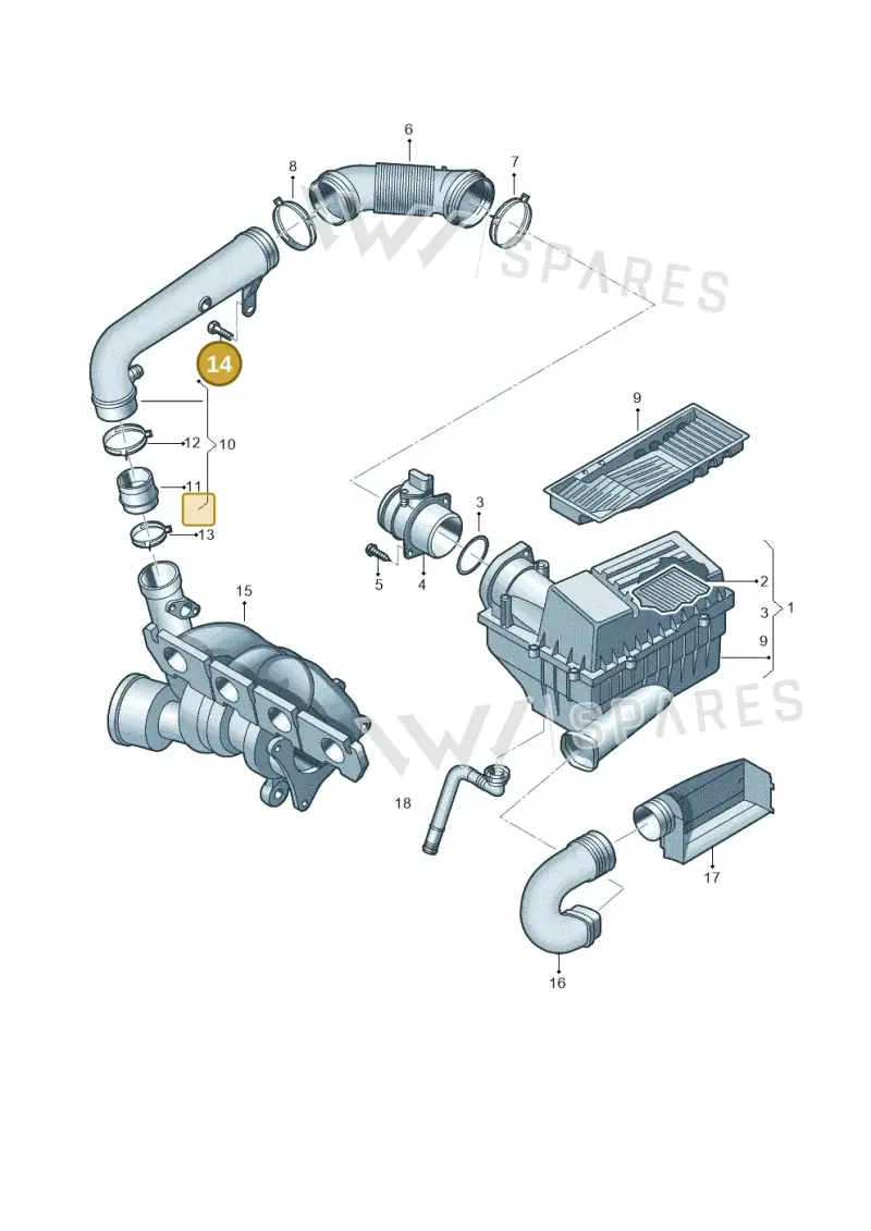N90993601 — Volkswagen Scirocco 2.0 (2014-2017) diagram 627129600, position 14