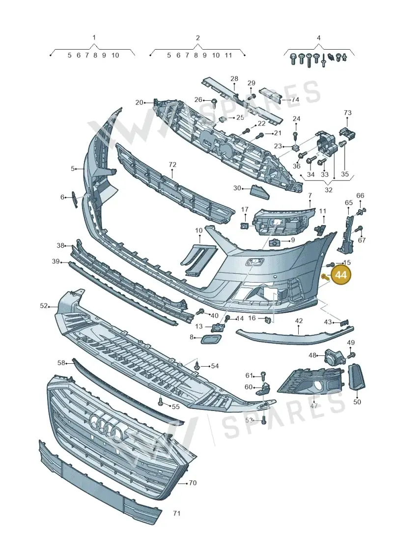 N91001701 — Audi A8 (2017-2025) diagram 838807020, position 44