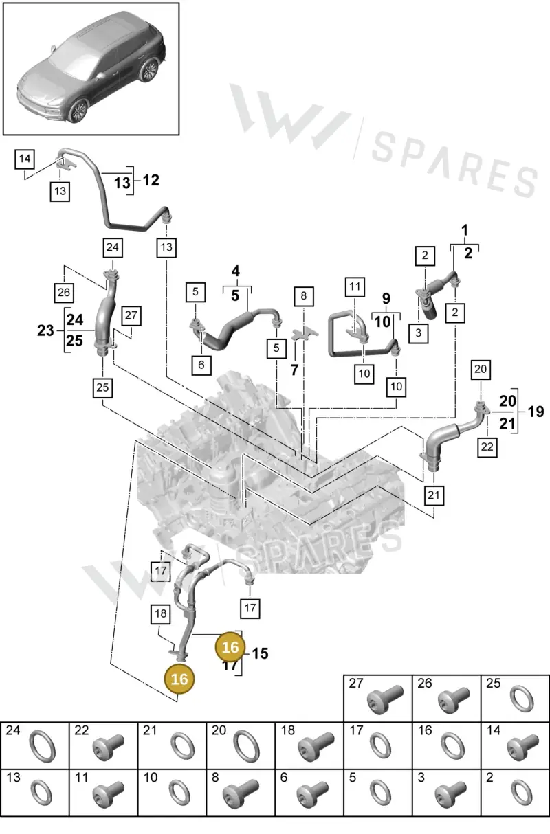 N91007901 — Porsche Cayenne (2017-2023) diagram p51202035, position 16