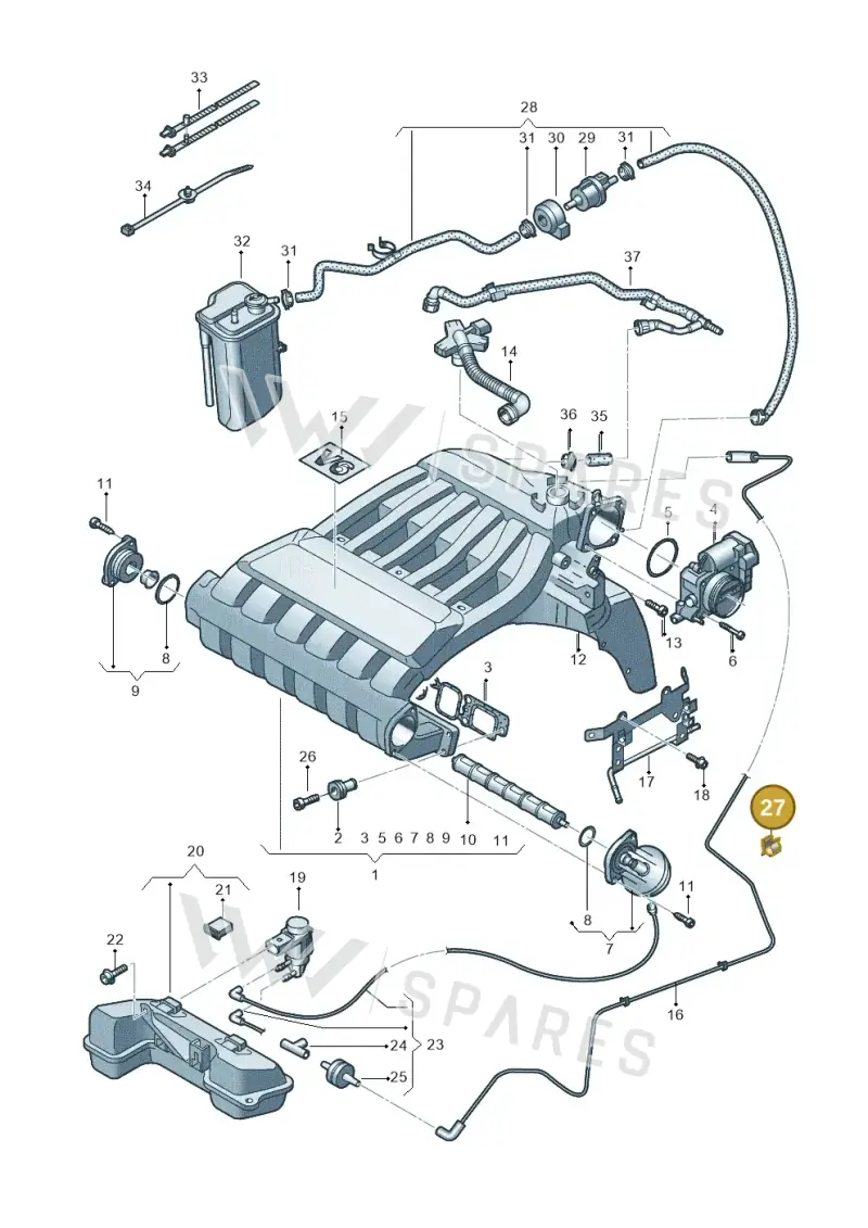 N91009101 — Volkswagen EOS 2.0 (2008-2010) diagram 474133800, position 27