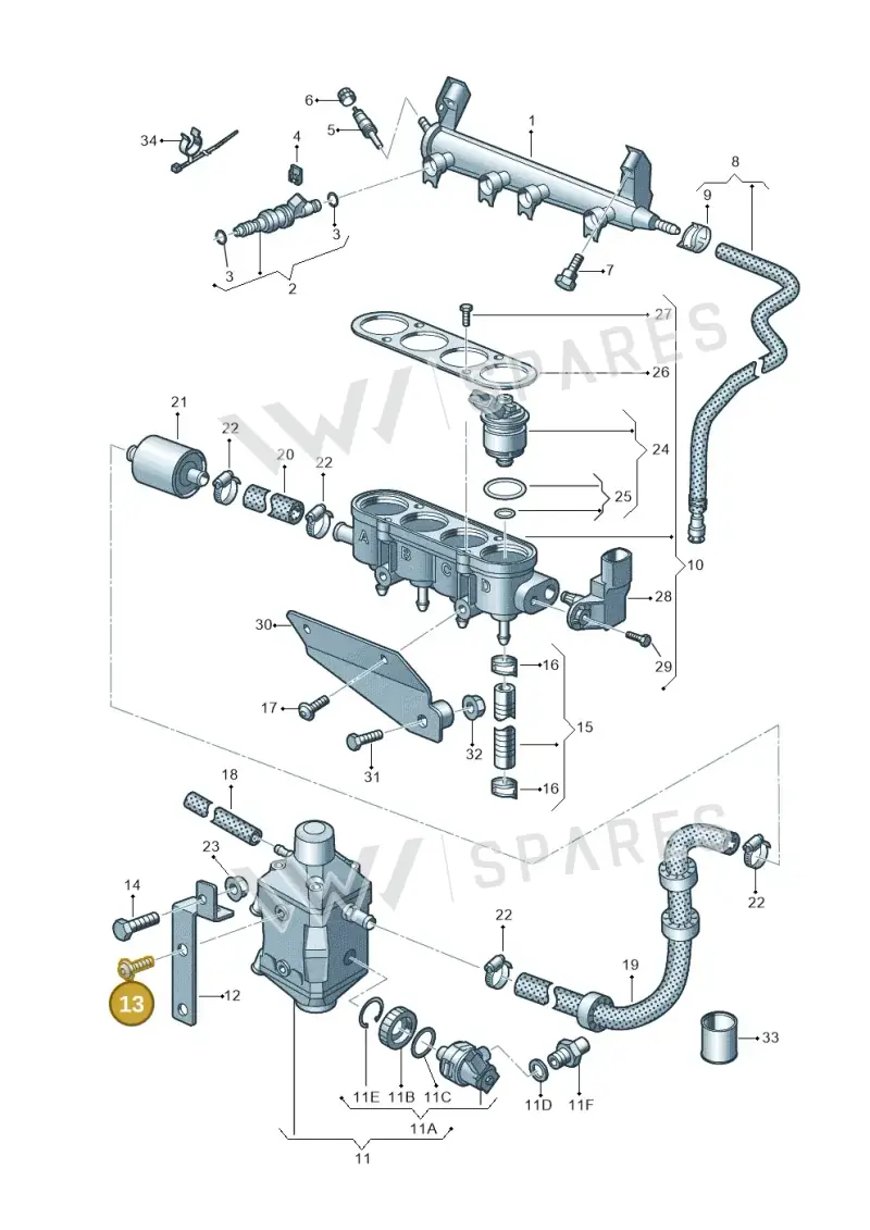 N91011301 — Volkswagen Golf Plus 1.6 (2009-2011) diagram 649133420, position 13