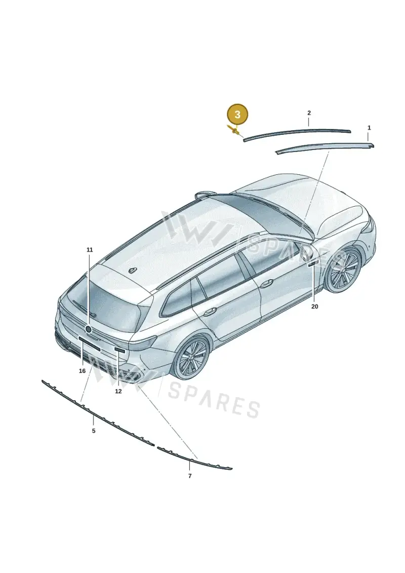 N91019701 — Volkswagen Passat estate (2023-) diagram 3j0853360, position 3