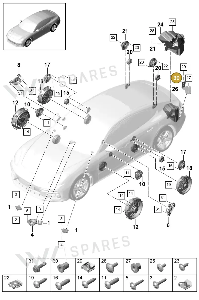 N91022001 — Porsche Panamera (2020-2023) diagram p49911025, position 30
