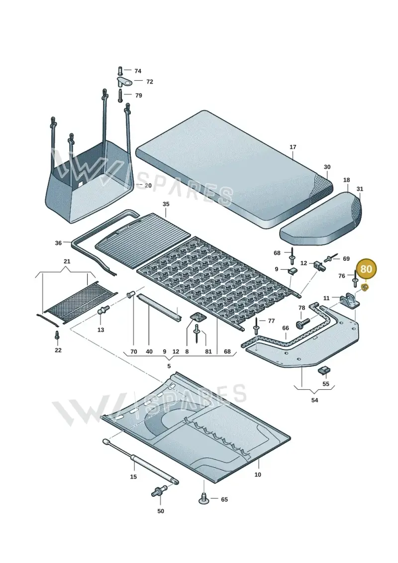 N91039901 — Volkswagen Caravelle (2019-2024) diagram 7ep067000, position 80