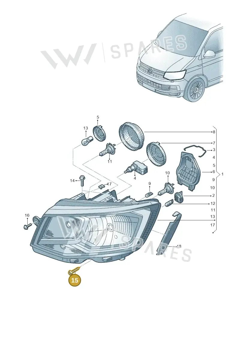 N91084601 — Volkswagen Caravelle (2015-2019) diagram 861941100, position 15