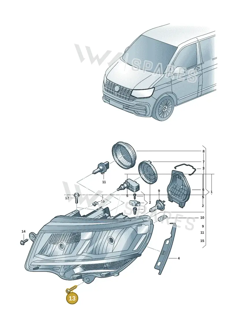 N91084601 — Volkswagen Transport. multivan (2019-2024) diagram 7em941000, position 13
