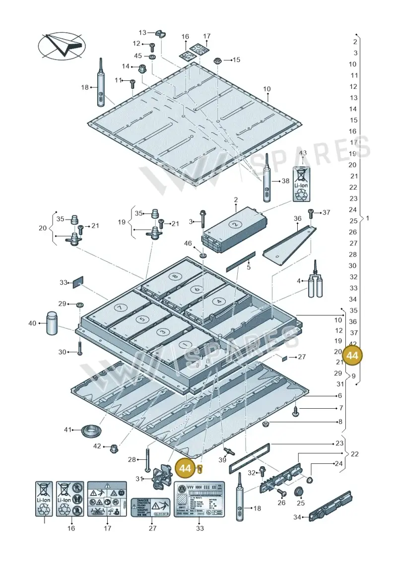 N91101001 — Volkswagen ID.4 Pro (2020-2023) diagram 052915050, position 44