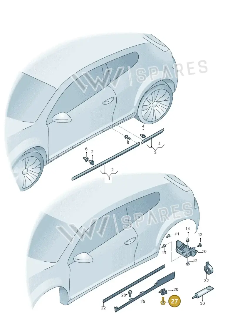 N91108001 — Volkswagen Scirocco 2.0 (2014-2017) diagram 651853200, position 27