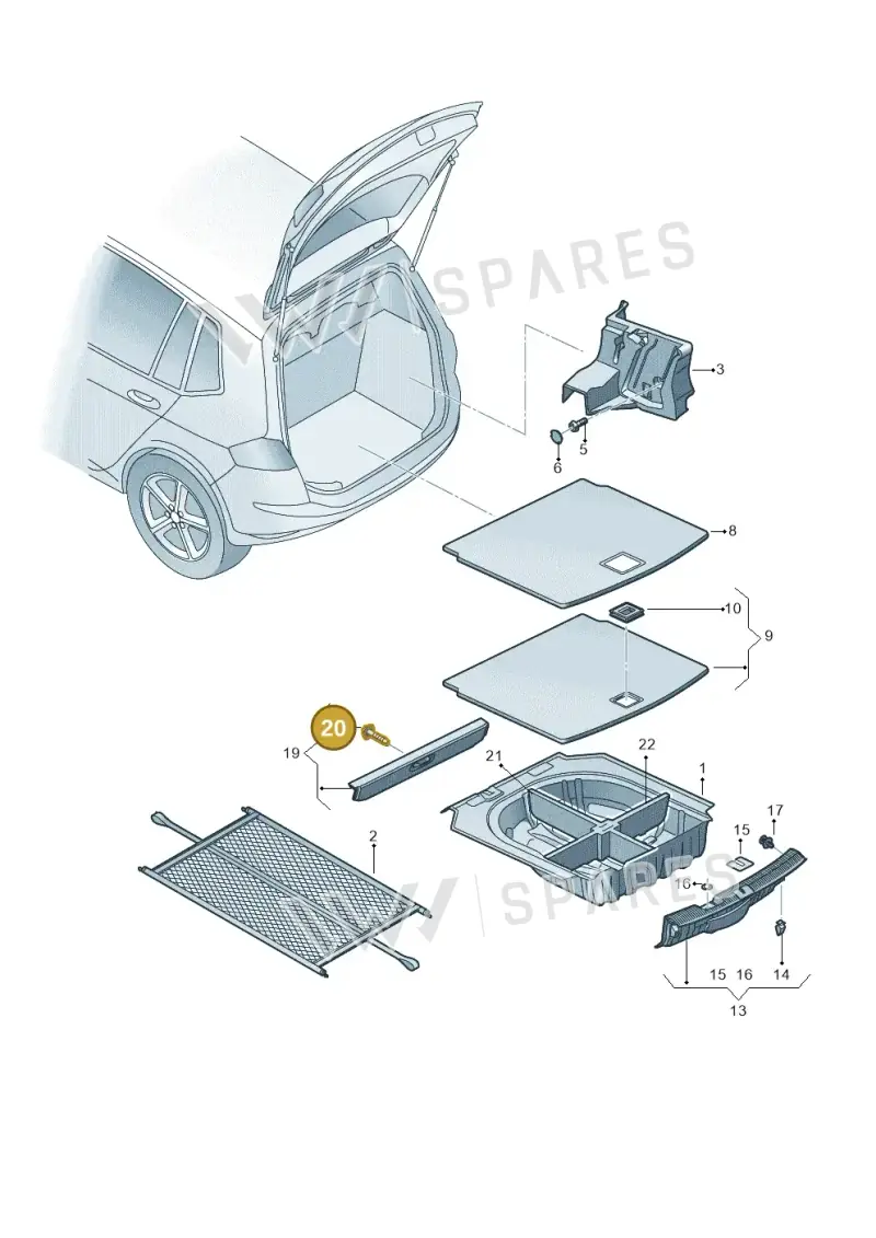 N91108001 — Volkswagen Golf Sportsvan 1.6 (2014-2020) diagram 780863800, position 20