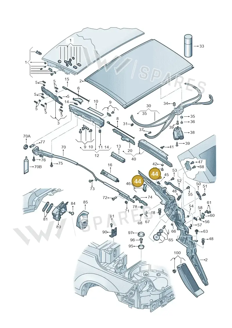 N91140601 — Volkswagen Eos BlueMotion (2010-2015) diagram 482871100, position 44