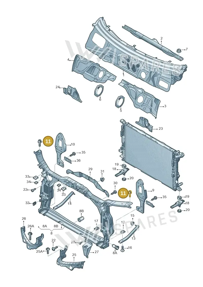 N91175701 — Audi RS4 Av. qu. 4.2 (2012-2015) diagram 695805000, position 11
