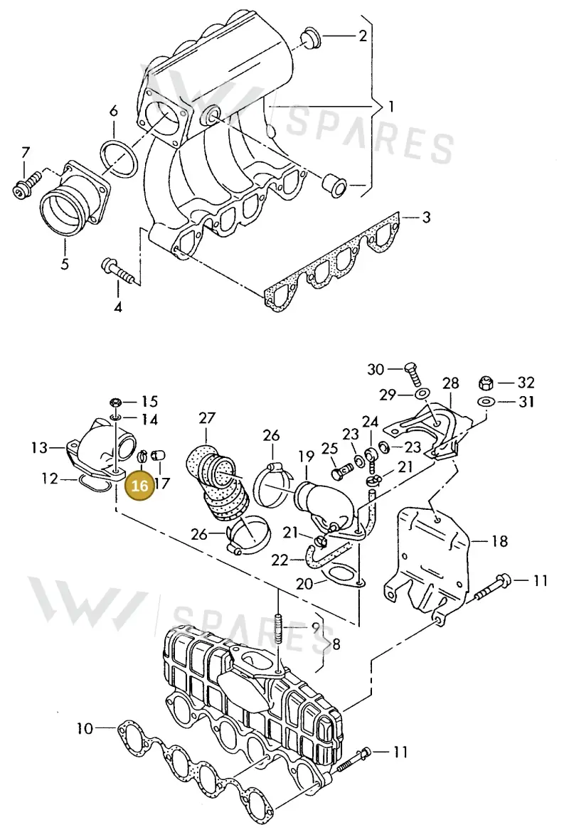 N91175901 — Volkswagen DIES.-IND.-MOT.1,9>2,0 (1990-2007) diagram 423129000, position 16