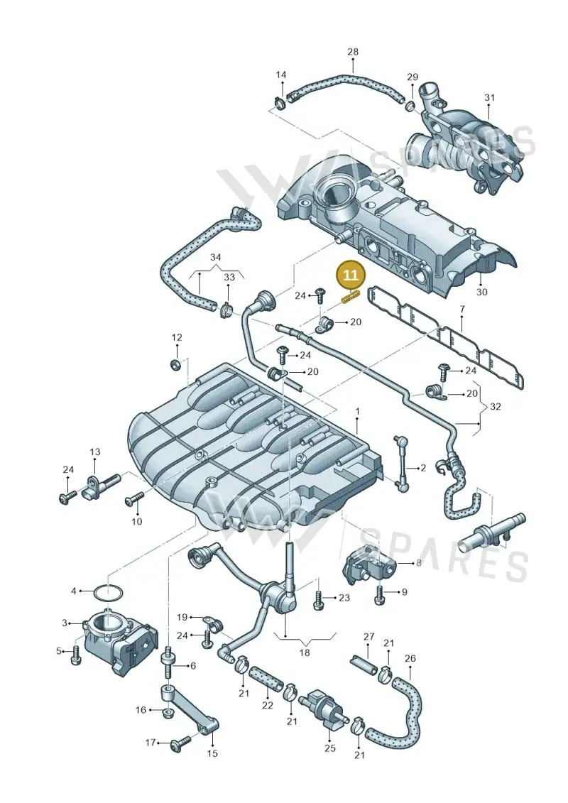 N91180801 — Volkswagen Scirocco 2.0 (2008-2014) diagram 460133350, position 11