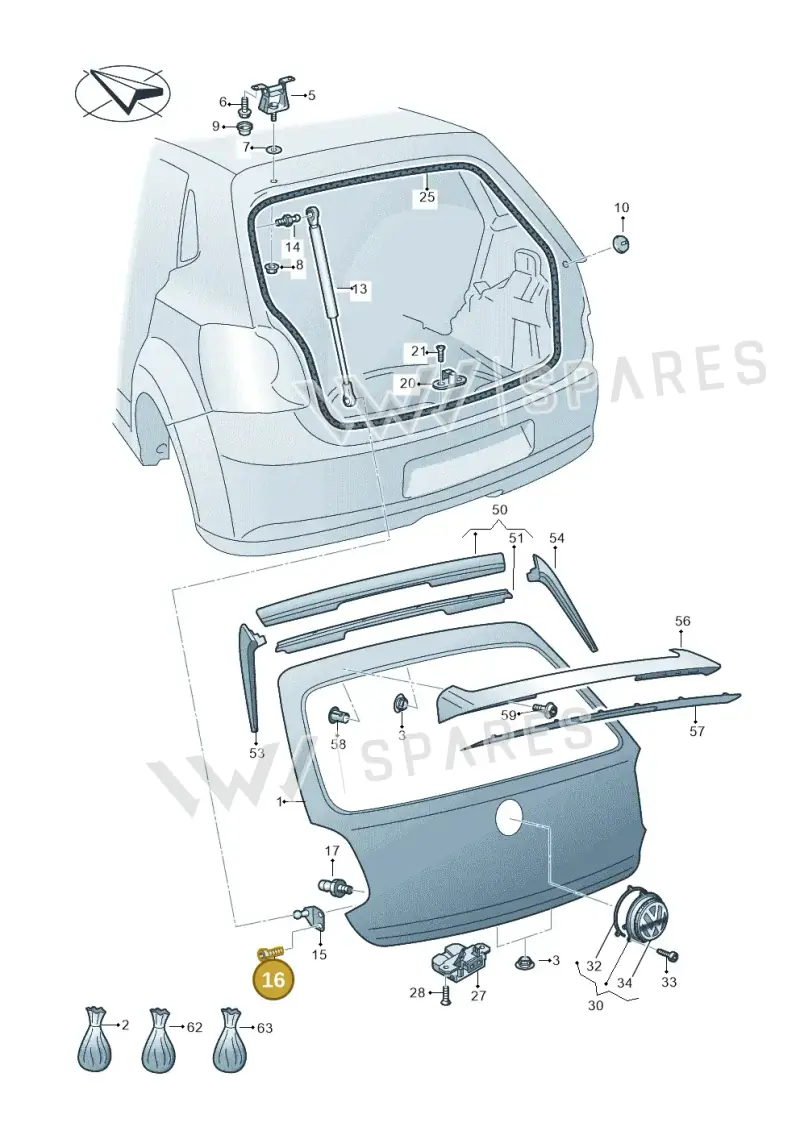 N91195101 — Volkswagen Polo 1.4 BlueMotion (2014-2017) diagram 773827000, position 16