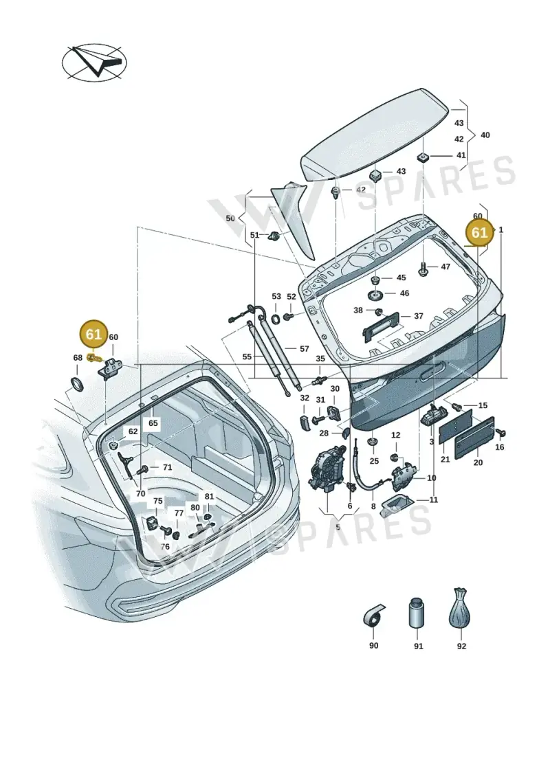 N91206801 — Volkswagen Passat estate (2023-) diagram 3j0827000, position 61