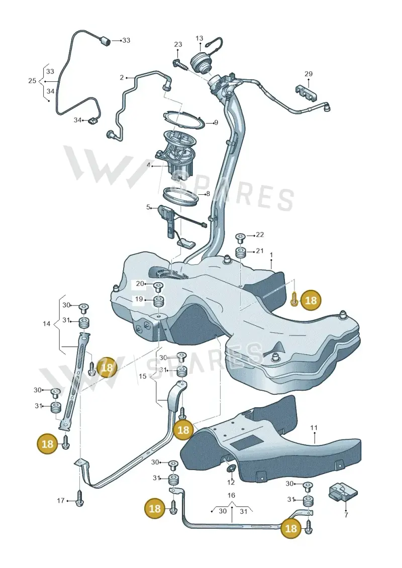 N91243601 — Audi A5 Sportback (2016-2025) diagram 897201100, position 18