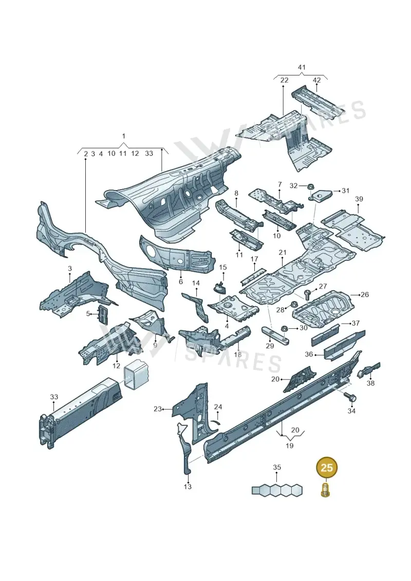 N91275901 — Audi A8 (2017-2025) diagram 838803150, position 25