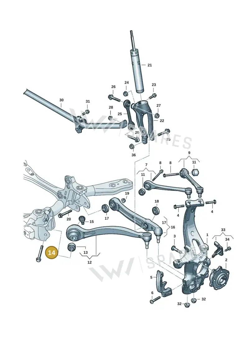 N91308201 — Audi Q6 e-tron (2023-2025) diagram f5s407000, position 14