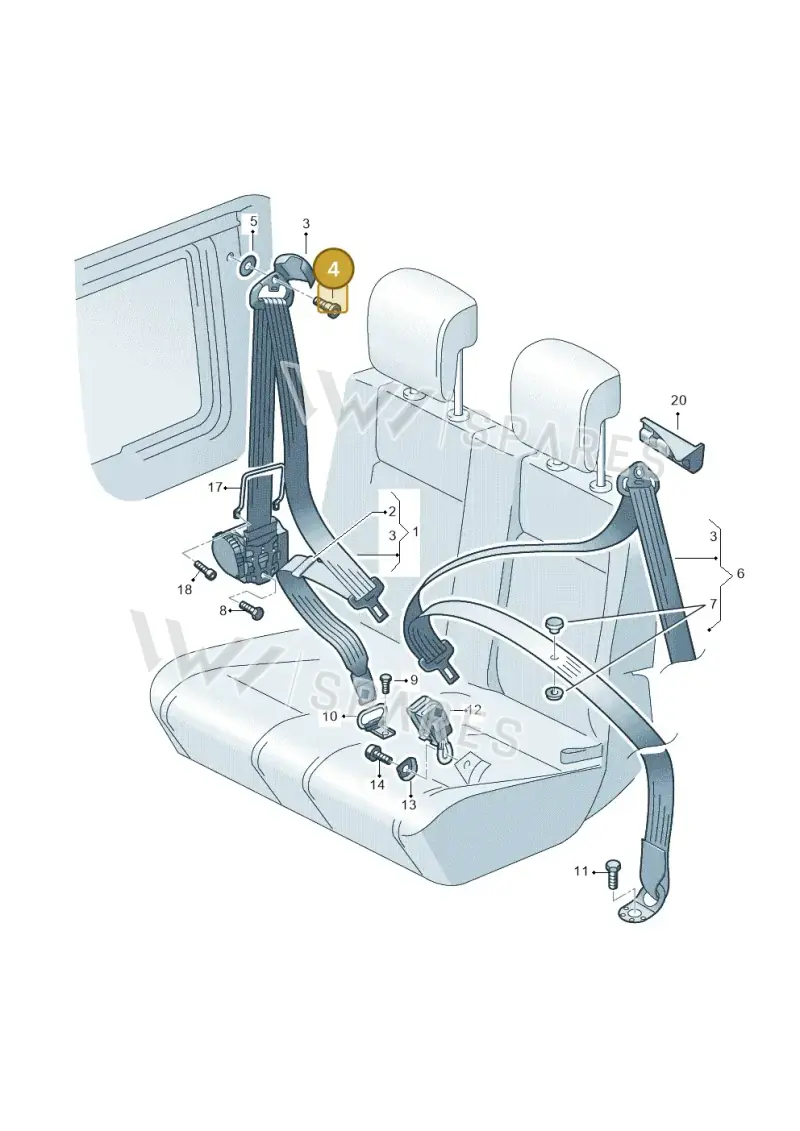 N98925201 — Volkswagen Caddy panel van (2008-2010) diagram 443857850, position 4